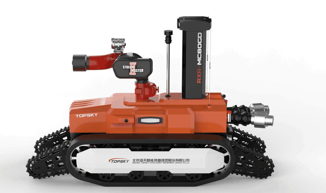 全地形防爆消防滅火偵察機(jī)器人【履帶擺臂】  (第2代，升降云臺(tái)及氣體二合一探測(cè)裝置+語(yǔ)音控制）  RXR-MC80BGD